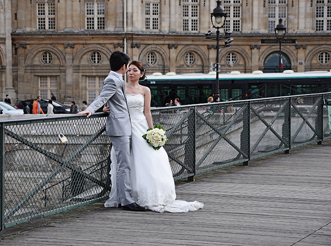 Paris Couple Posing for their Wedding Photo